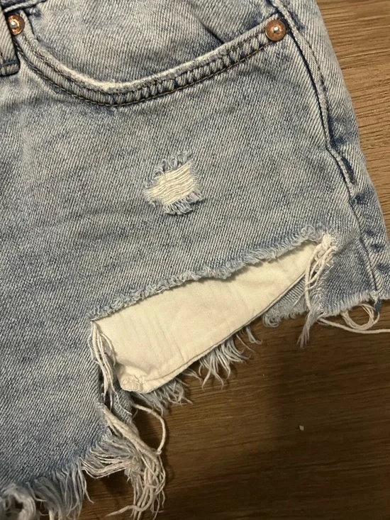 We The Free Light Blue Distressed Denim Cutoff Shorts 0247 B3 - Picture 5 of 8